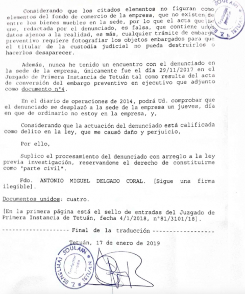 Denuncia por apropiación contra el estafador