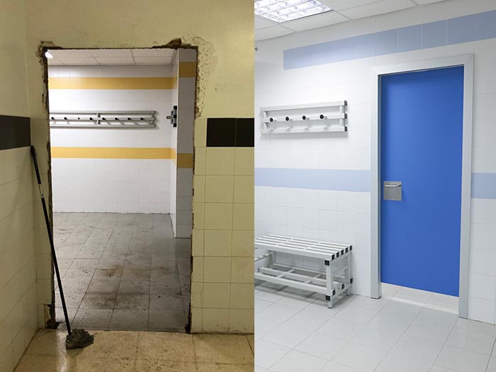 Antes y después en el Pabellón de La Libertad.