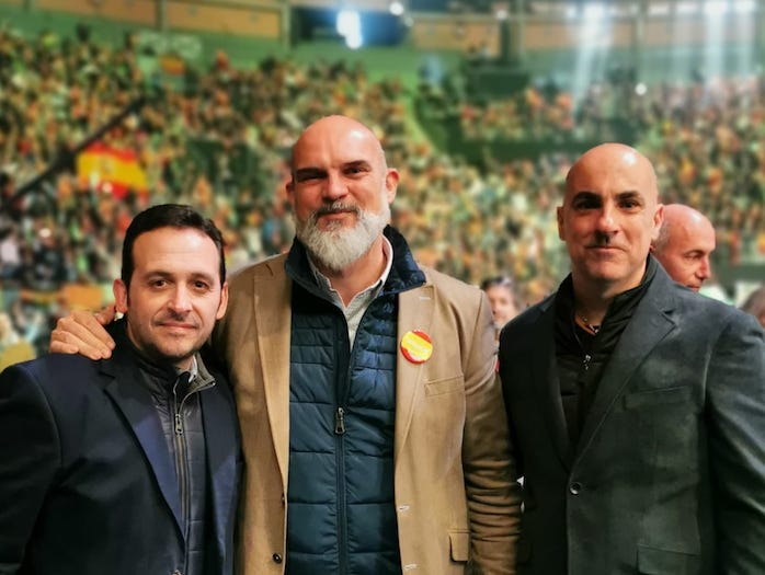 Juan Sergio Redondo, Víctor Sánchez del Real y Francisco Ruiz, tres ceutíes de VOX en Vistaalegre / Cedida