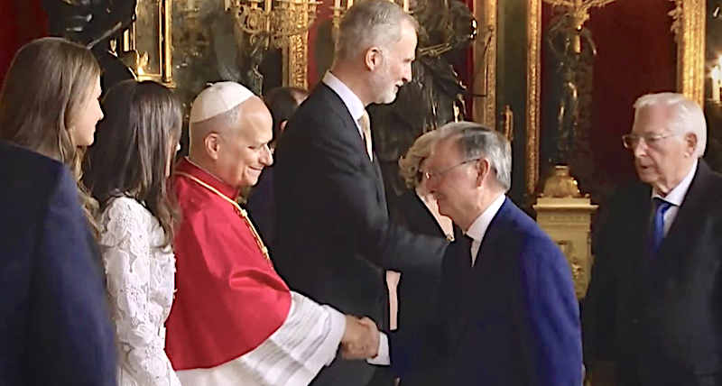 Vivas, en la recepción oficial al Papa León XIV en el Palacio Real de Madrid