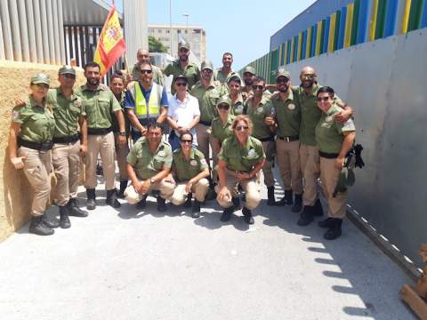 Equipo de 'Eulen Seguridad' desplegado en el entorno público fronterizo de Tarajal II / Cedida