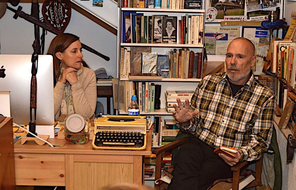 José Luis Navazo (2016) en Urueña, en la Librería Primera Página que regentan Tamara Crespo y Fidel Raso / Foto F.R.