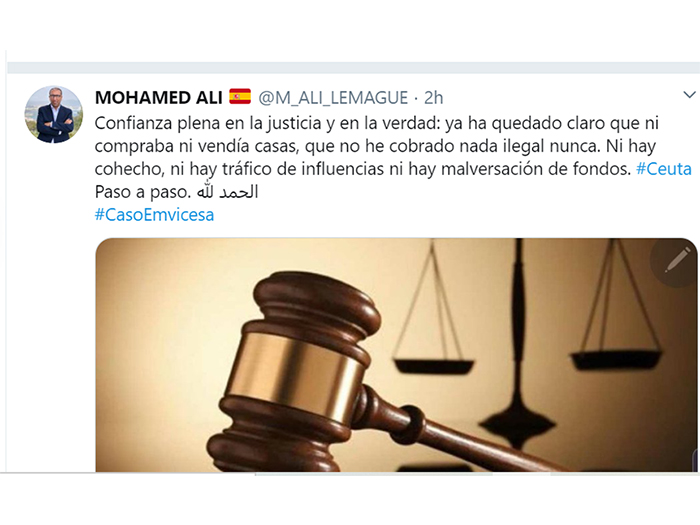 Tweet de Alí al conocer la petición de la Fiscalía