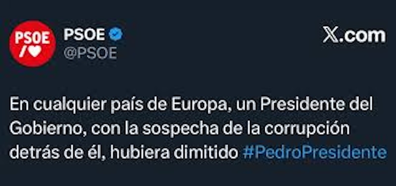 Reproducción de un tweet del PSOE (Hemeroteca)